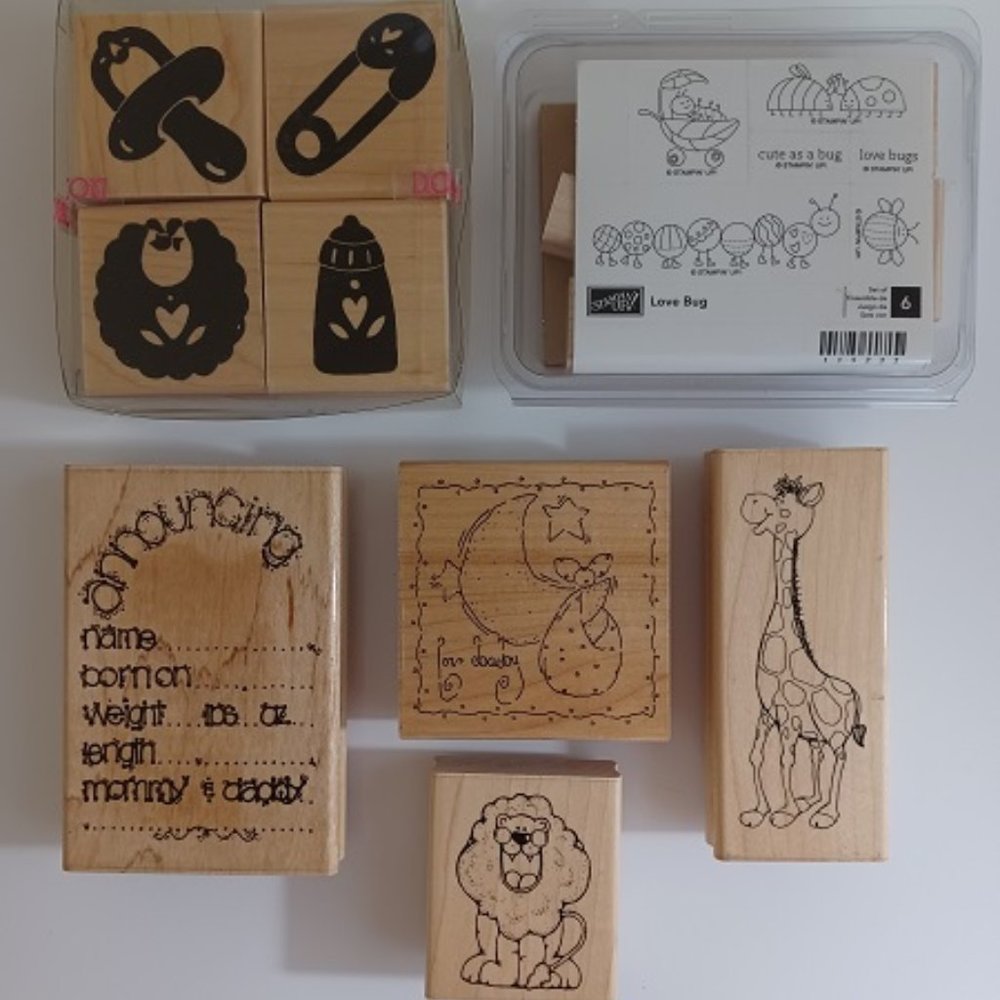 Stampin Up Love Bug Dots Baby Rubber Stamp Set Announcing For Baby Giraffe Lion